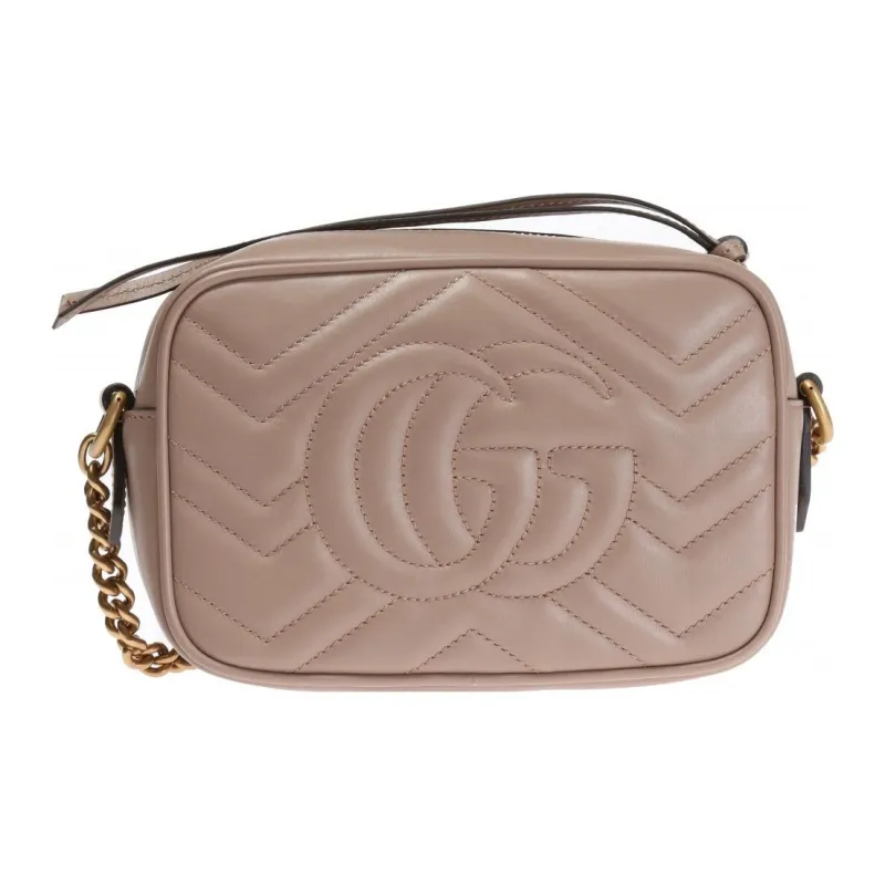 GUCCI GG Marmont Quilting Leather Shoulder Bag Crossbody Bag Women's Nude Pink-2