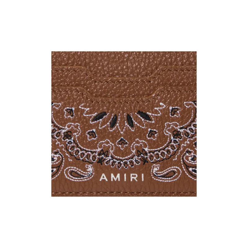 AMIRI Litchi Grain Nappa Leather Card Holder Regular Women's Brown-3