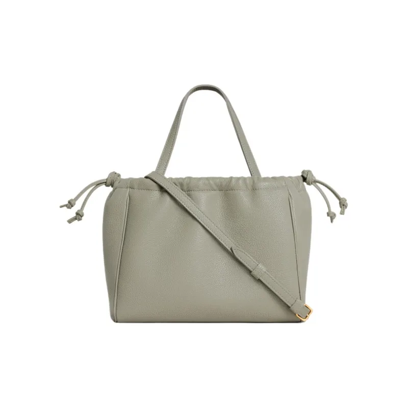 CELINE Cabas Grained Cow Leather Shoulder Bag Crossbody Bag Handbag Small Size Women's Gray Green-2