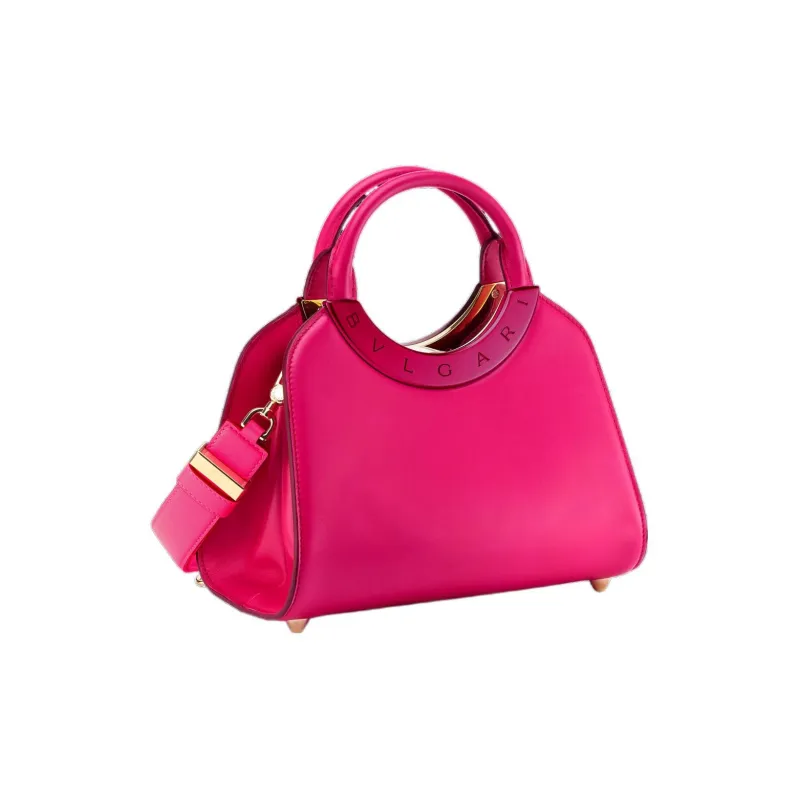 BVLGARI Roma Amor Series Calfskin Shoulder Bag Crossbody Bag Handbag Small Size Women's Pink-1
