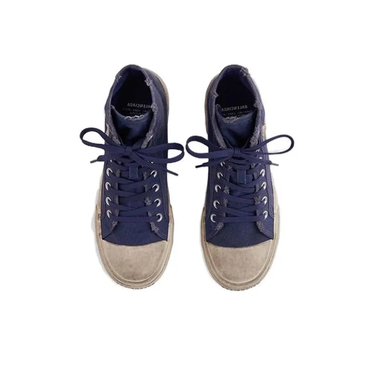 Balenciaga Paris Low Top Sneakers 'Indigo Destroyed Cotton And White Rubber'-3