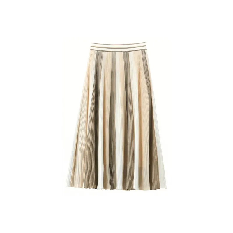 OVV Casual Long Skirts Women's Khaki Green Patchwork 01-1