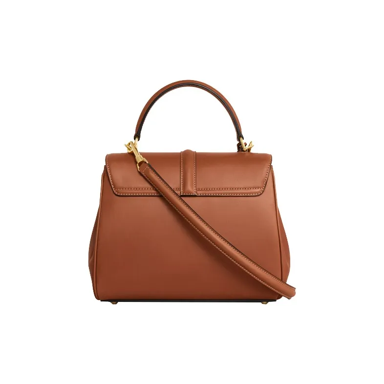 CELINE 16 Cow Leather Shoulder Bag, Crossbody Bag, Handbag Small Size Women's Tawny-2