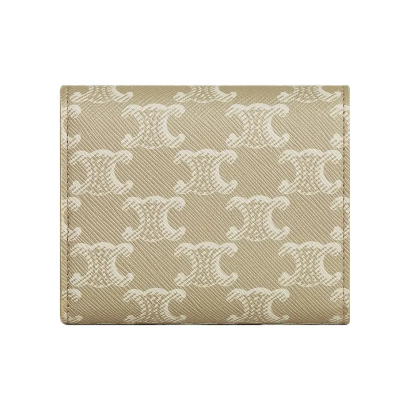 CELINE Triomphe Canvas Wallet Small Size Women's Greige-2