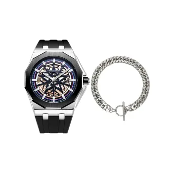 TIMEMATRIX Wrist Watch Mechanical Movement Silicone Strap Black Dial Men's Watches