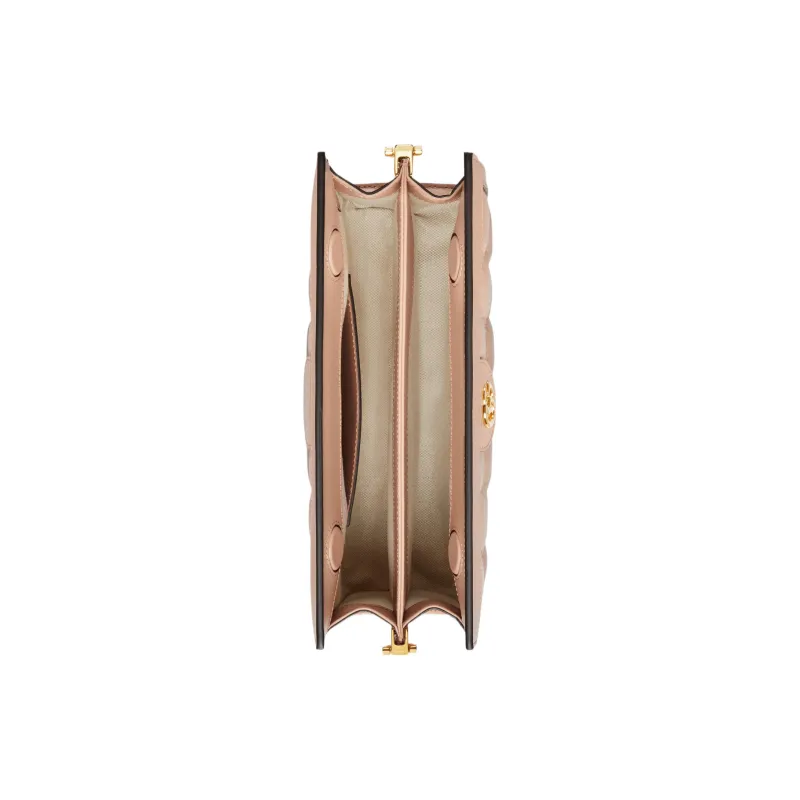 GUCCI GG Matelassé Leather Chain Bag Shoulder Bag Portable Crossbody Bag Shoulder Bag Small Size Women's Rose Beige-8