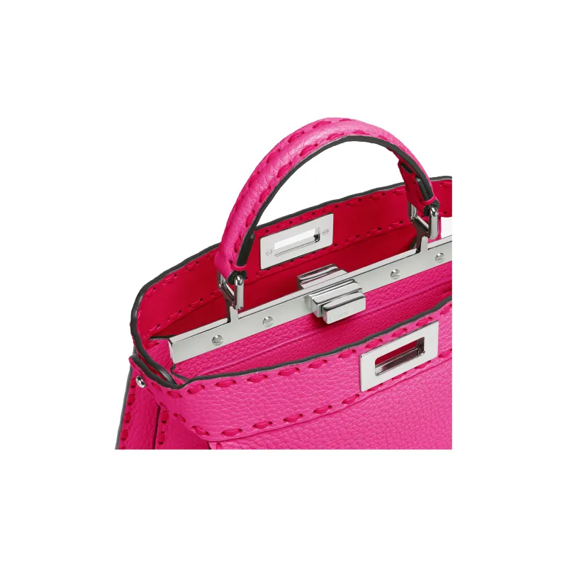 FENDI Peekaboo ISeeU Leather Shoulder Bag Crossbody Bag Handbag Small Size Women's Pink-4