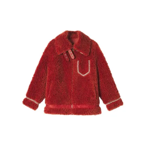 YINER GoodLand Velvet Jackets Women's Cherry Red