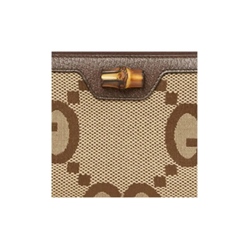 GUCCI Diana Canvas With Leather Canvas Bag Wallet Women's Ebony & Camel & Brown-6