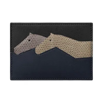 HERMES Sombrero II With Evercalf Calfskin Card Holder Women's Black & Blue