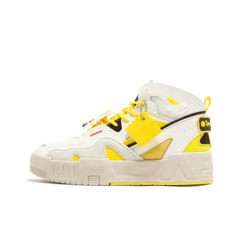 361° Warm Anti Slip And Wear Resistant High Top Skateboard Shoes Women's White Yellow