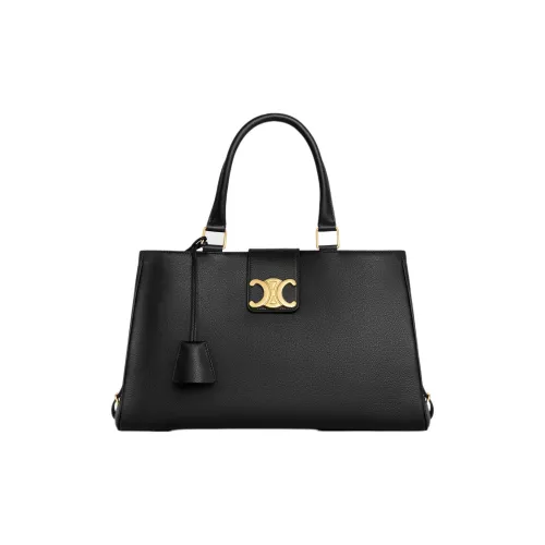 CELINE Soft Cow Leather Shoulder Bag Crossbody Bag Handbag Medium Size Women's Black