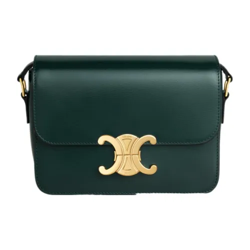 CELINE Triomphe Shiny Cow Leather Shoulder Bag Tofu Bag Portable Crossbody Bag Shoulder Bag Women's Amazon Green