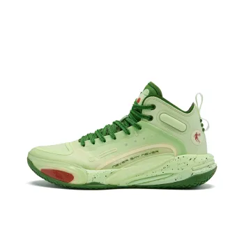 QIAODAN Poisonous Tooth REV Basketball Shoes Men High Top Shimmer Green
