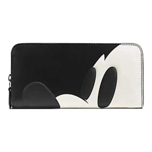 COACH Accordion Zip Glove Tanned Leather Wallet Regular Women's Deep Bronze & Black