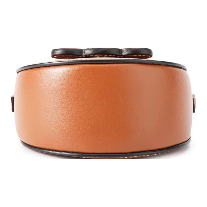 CELINE BesaceCuir Triomphe Cow Leather Saddle Bag Messenger Bag Handbag Shoulder Bag Crossbody Bag Mini Women's Tawny-4