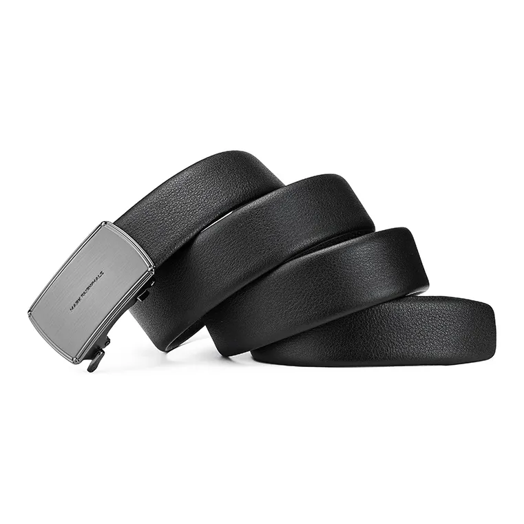 FAIRWHALE Business Workplace Subtle High End Automatic Buckle Belt Top Grain Cow Leather Belt Men's Width 3.5CM-2