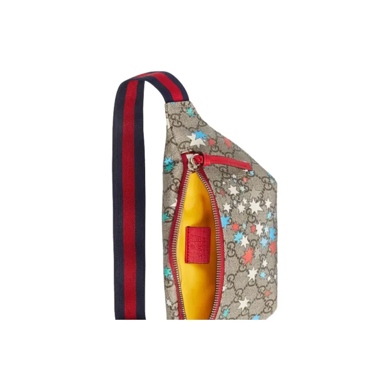GUCCI Canvas With Leather Fanny Pack Sling Bag Shoulder Bag Crossbody Bag Kids' Ebony/Red/Multicolor-7