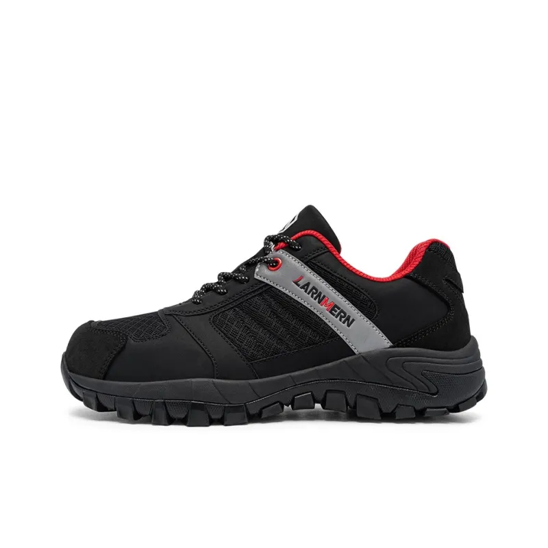 LARNMERN Labor Shoes Low Top Outdoor Shoes Unisex Black Red-0