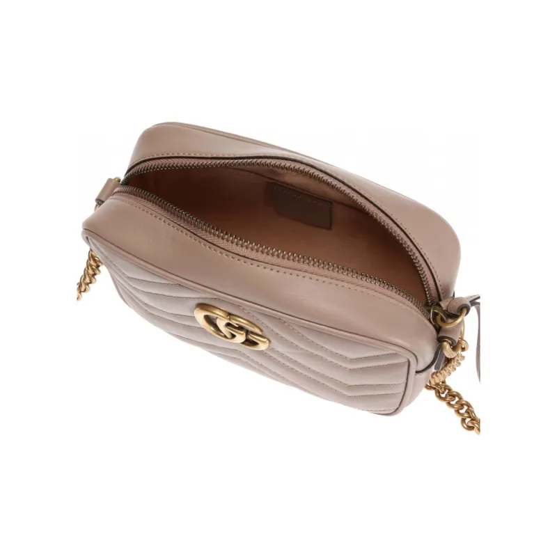 GUCCI GG Marmont Quilting Leather Shoulder Bag Crossbody Bag Women's Nude Pink-3