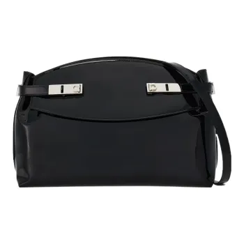 FERRAGAMO Patent Leather Evening Bag, Shoulder Bag, Crossbody Bag Tubas Women's Black