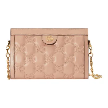 GUCCI GG Matelassé Leather Chain Bag Shoulder Bag Portable Crossbody Bag Shoulder Bag Small Size Women's Rose Beige