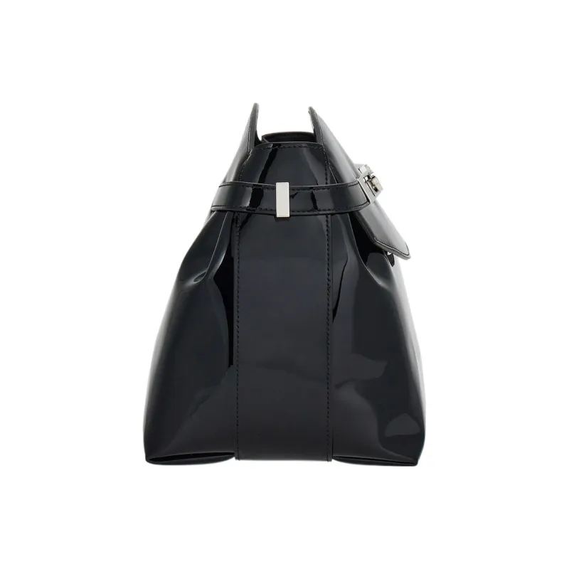 FERRAGAMO Patent Leather Evening Bag, Shoulder Bag, Crossbody Bag Tubas Women's Black-2