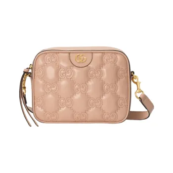 GUCCI GG Matelassé Leather Small Square Camera Bag Shoulder Bag Crossbody Bag Small Size Women's Rose Beige