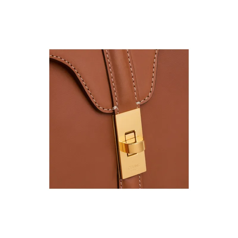 CELINE 16 Cow Leather Shoulder Bag, Crossbody Bag, Handbag Small Size Women's Tawny-4