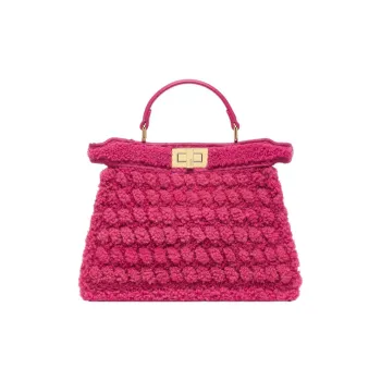 FENDI Peekaboo ISeeU Sheepskin Shoulder Bag Crossbody Bag Handbag Small Size Women's Pink