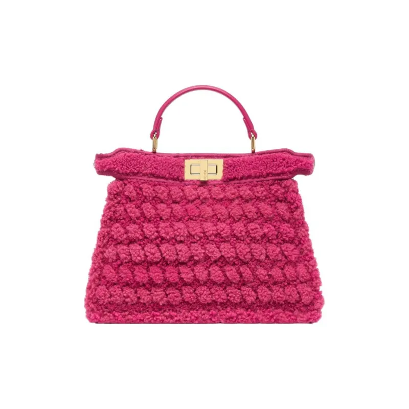 FENDI Peekaboo ISeeU Sheepskin Shoulder Bag Crossbody Bag Handbag Small Size Women's Pink-0