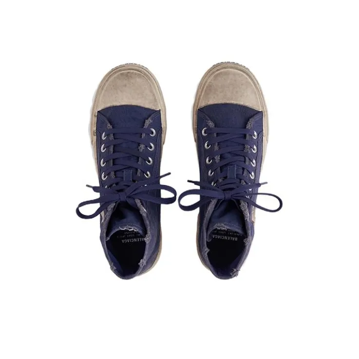 Balenciaga Paris Low Top Sneakers 'Indigo Destroyed Cotton And White Rubber'-4