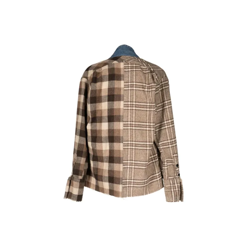 GREG LAUREN Patchwork Checked Open front Jacket-1