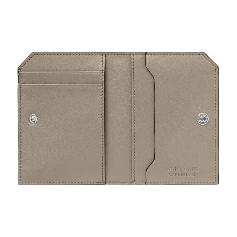 MONTBLANC Soft Leather Series Cow Leather Card Holder Wallet Mini Men's Gray Gray-2