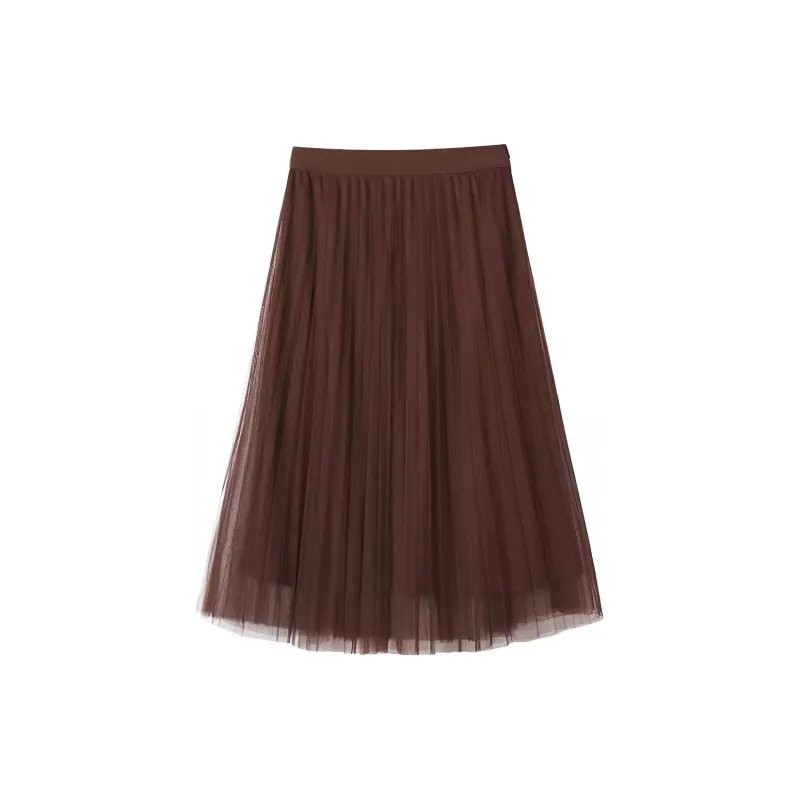 YINER GoodLand Casual Long Skirts Women's Brown-1