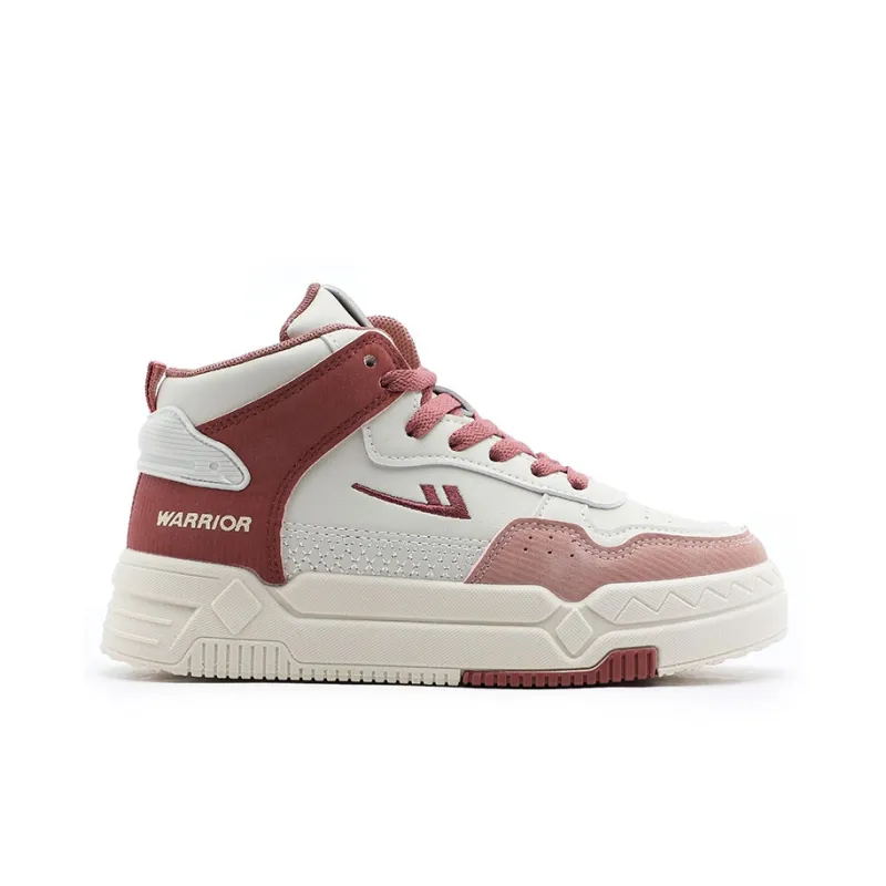 Warrior Wear resistant And Lightweight High Top Skateboard Shoes Women's Beige Pink-1