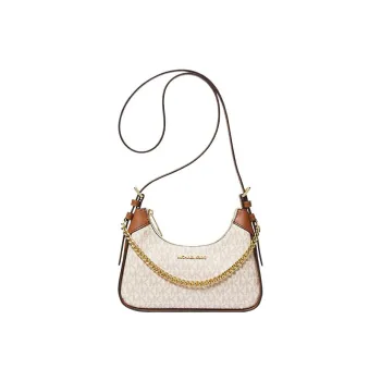 MICHAEL KORS Wilma Coated Canvas Crescent Bag Shoulder Bag Crossbody Bag Small Size Women's Vanilla & Brown