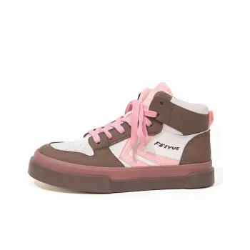 Feiyue High Top Skateboard Shoes Women's Beige/Brown/Light Pink