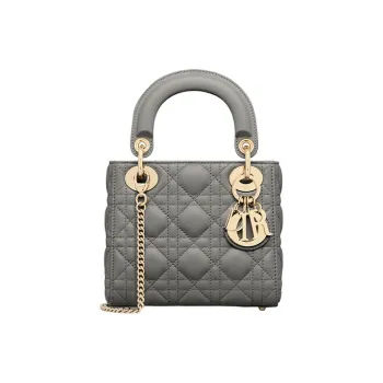 DIOR Lady Dior Wicker Pattern Sheepskin Dior Bag Shoulder Bag Crossbody Bag Handbag Mini Women's Rock Gray