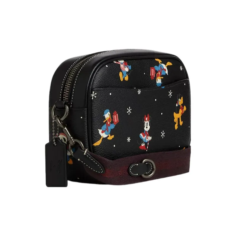 COACH Disney Collaboration Jamie Canvas With Leather Camera Bag Shoulder Bag Crossbody Bag Small Size Women's Black-1