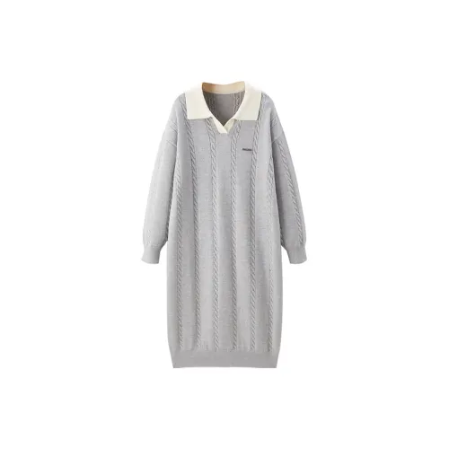 LEDIN Long-Sleeved Dresses Women's Gray In Stock