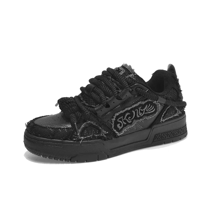 SK.TRIP Height Increasing Wear Resistant Low Top Skateboard Shoes Unisex Phantom Night Black-2