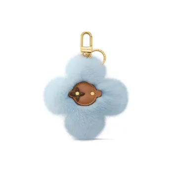 LOUIS VUITTON Vivienne Mink Fur Leather With Leather Keychain Bag Accessory Women's Blue