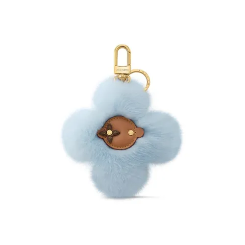 LOUIS VUITTON Vivienne Mink Fur Leather With Leather Keychain Bag Accessory Women's Blue