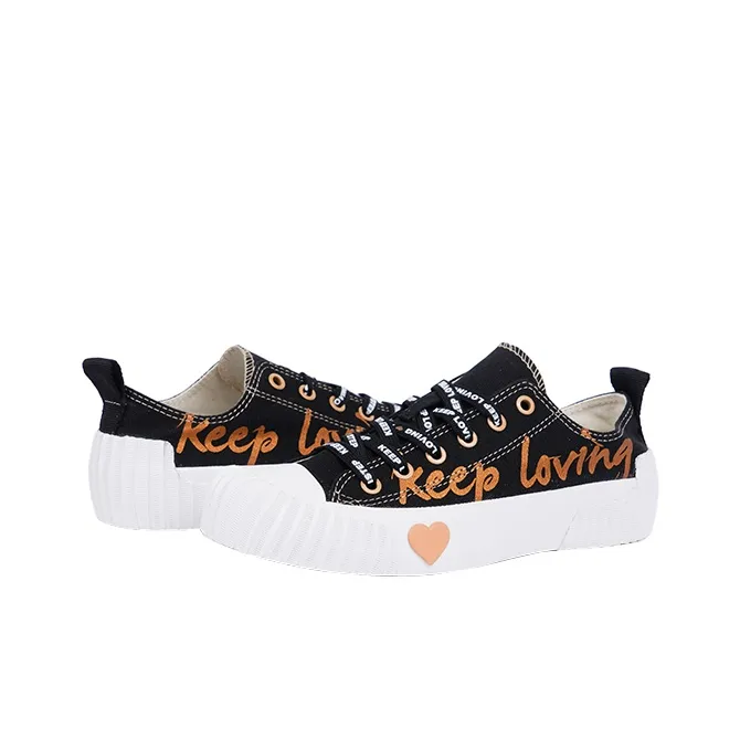 ISTEP Wear resistant And Lightweight Low Top Canvas Shoes Women's Black-3