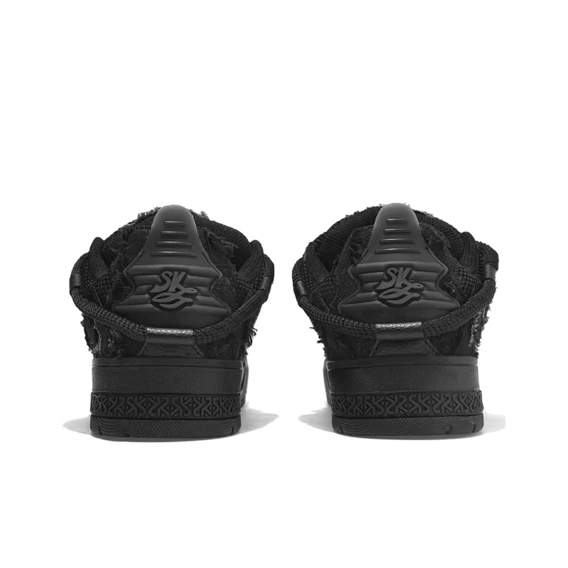 SK.TRIP Height Increasing Wear Resistant Low Top Skateboard Shoes Unisex Phantom Night Black-4