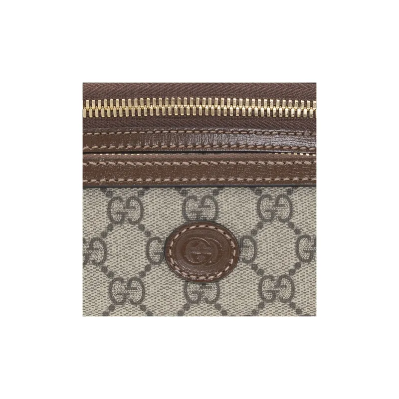 GUCCI Canvas With Leather Sling Bag, Fanny Pack Regular Unisex Ebony/Brown-4