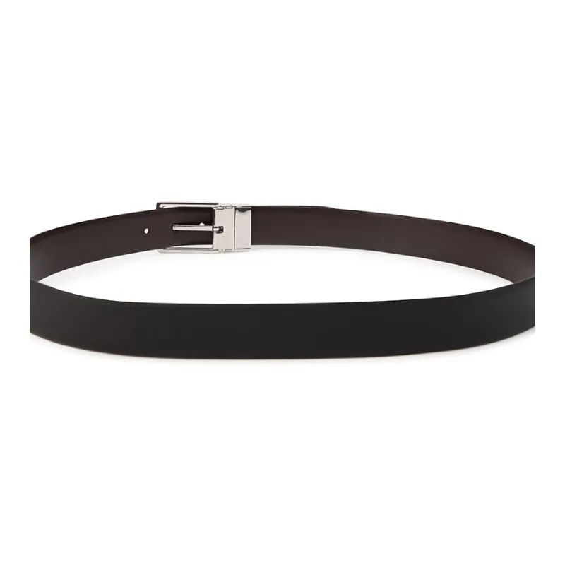 Tommy Hilfiger Double-Sided Business Pin Buckle Style Leather Belts Men's Black/Dark Coffee-1