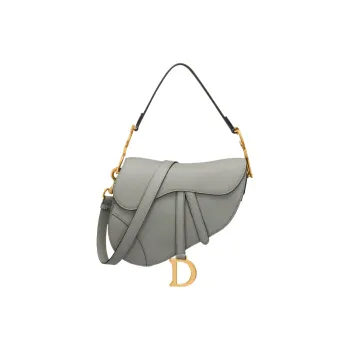 DIOR Saddle Grained Calfskin Saddle Bag Shoulder Bag Crossbody Bag Handbag Regular Women's Gray