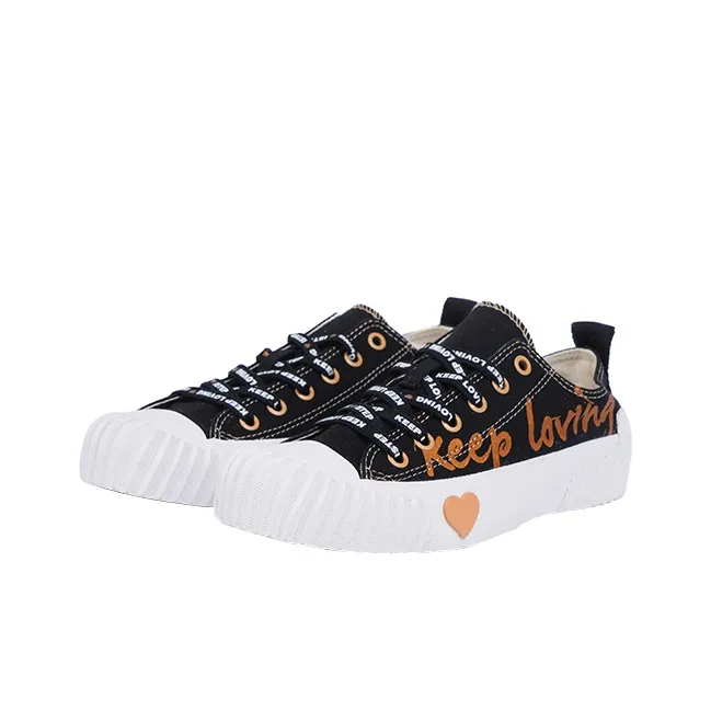ISTEP Wear resistant And Lightweight Low Top Canvas Shoes Women's Black-2
